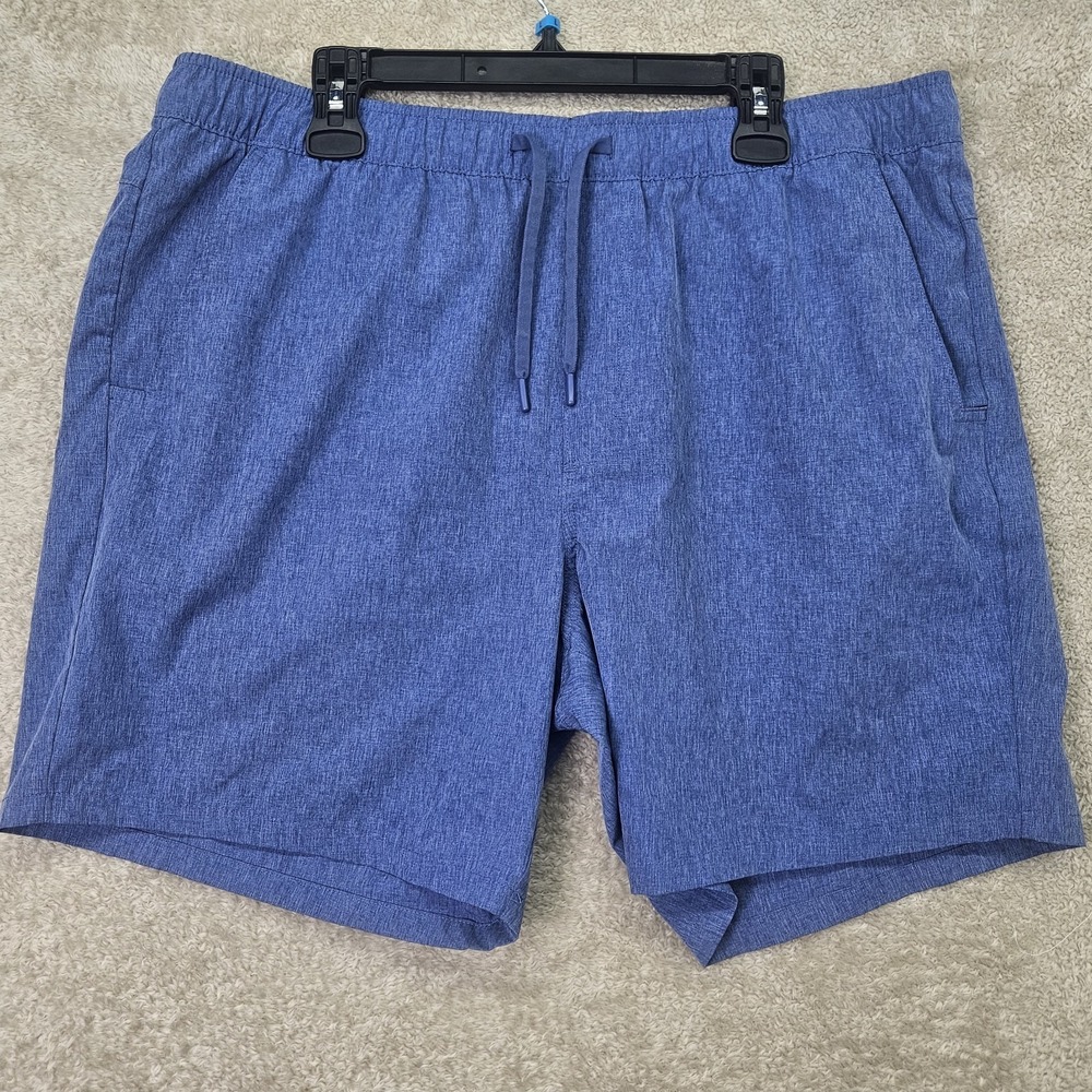 Eddie Bauer Woven Tech Pull On Shorts Mens XXL Blue UPF 50 Quick Dry‎ Stretch